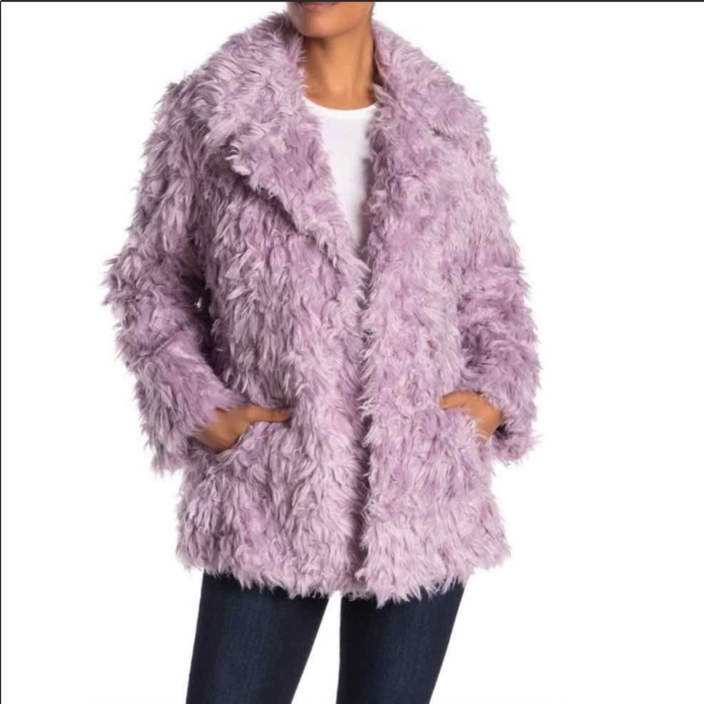 AVEC LES FILLES Notch Collar Fur Jacket size Large - Picture 8 of 9